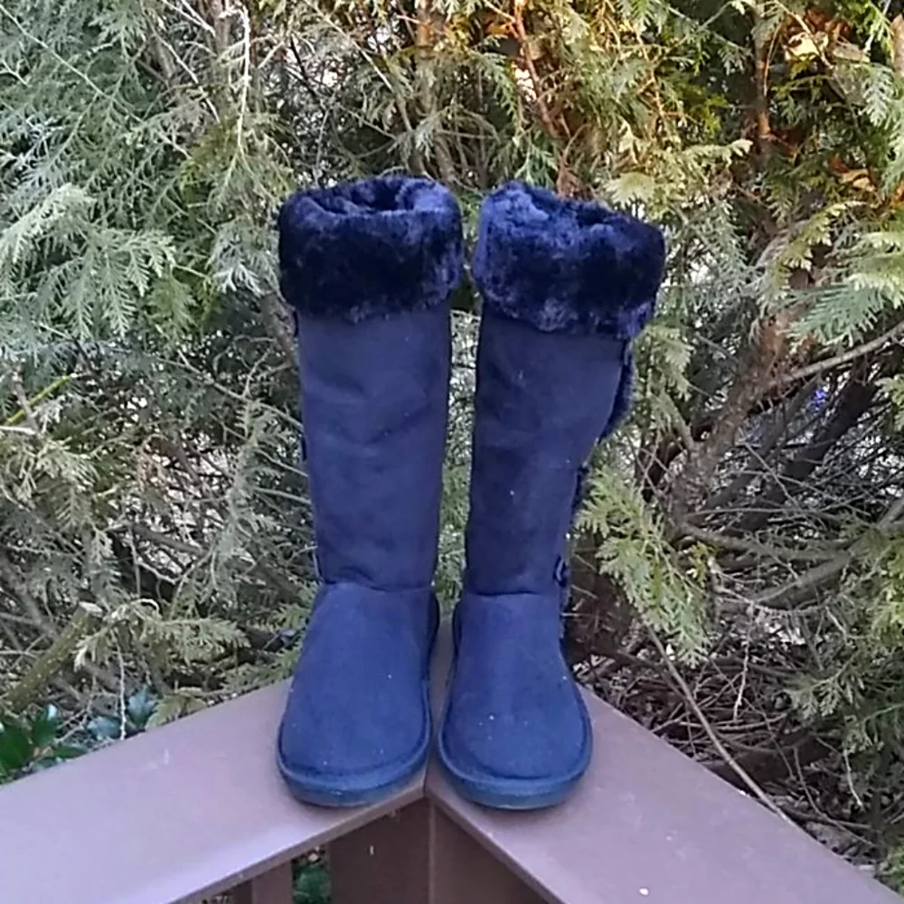 Faux Suede Pull-on Winter Boots